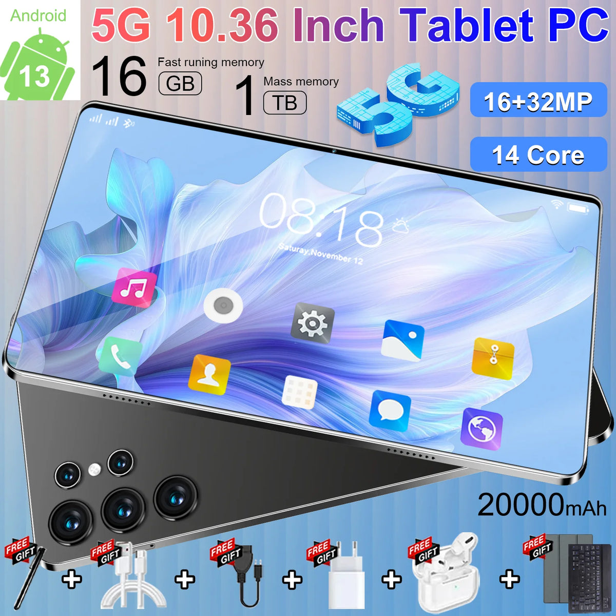 Tablette Android 13 10,36" 2K IPS 10 Cœurs 1 To