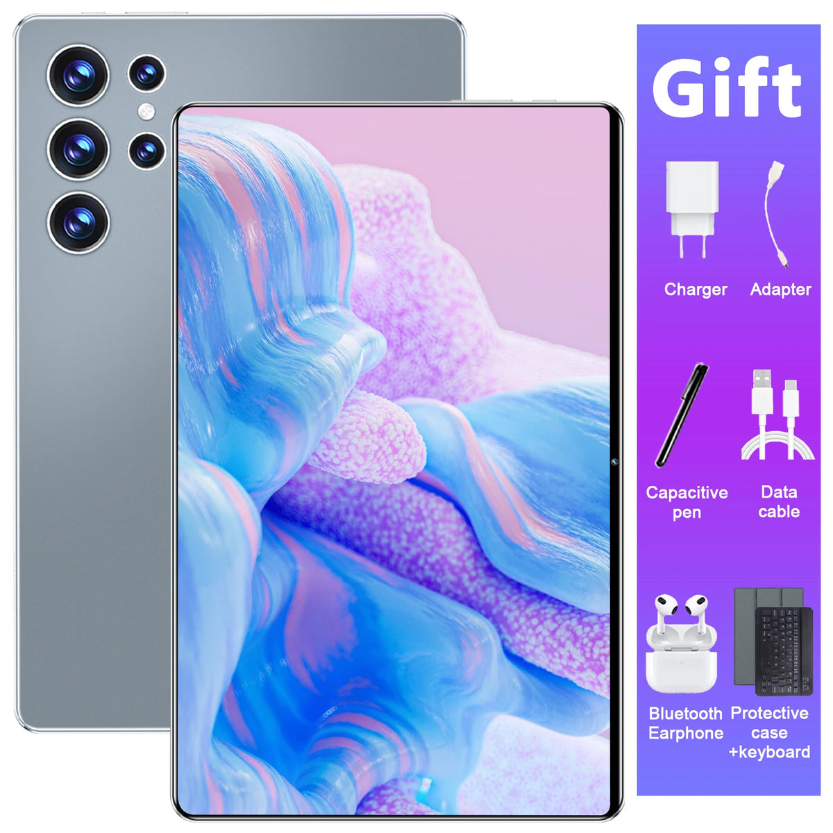 GRIS Couleur Tablette Android 13 10,36" 2K IPS 10 Cœurs 1 To