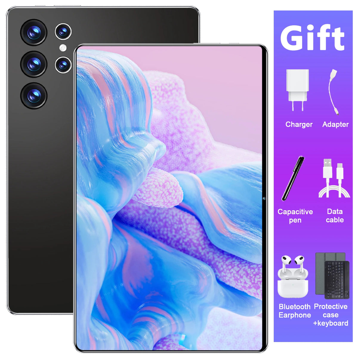 noir Couleur Tablette Android 13 10,36" 2K IPS 10 Cœurs 1 To