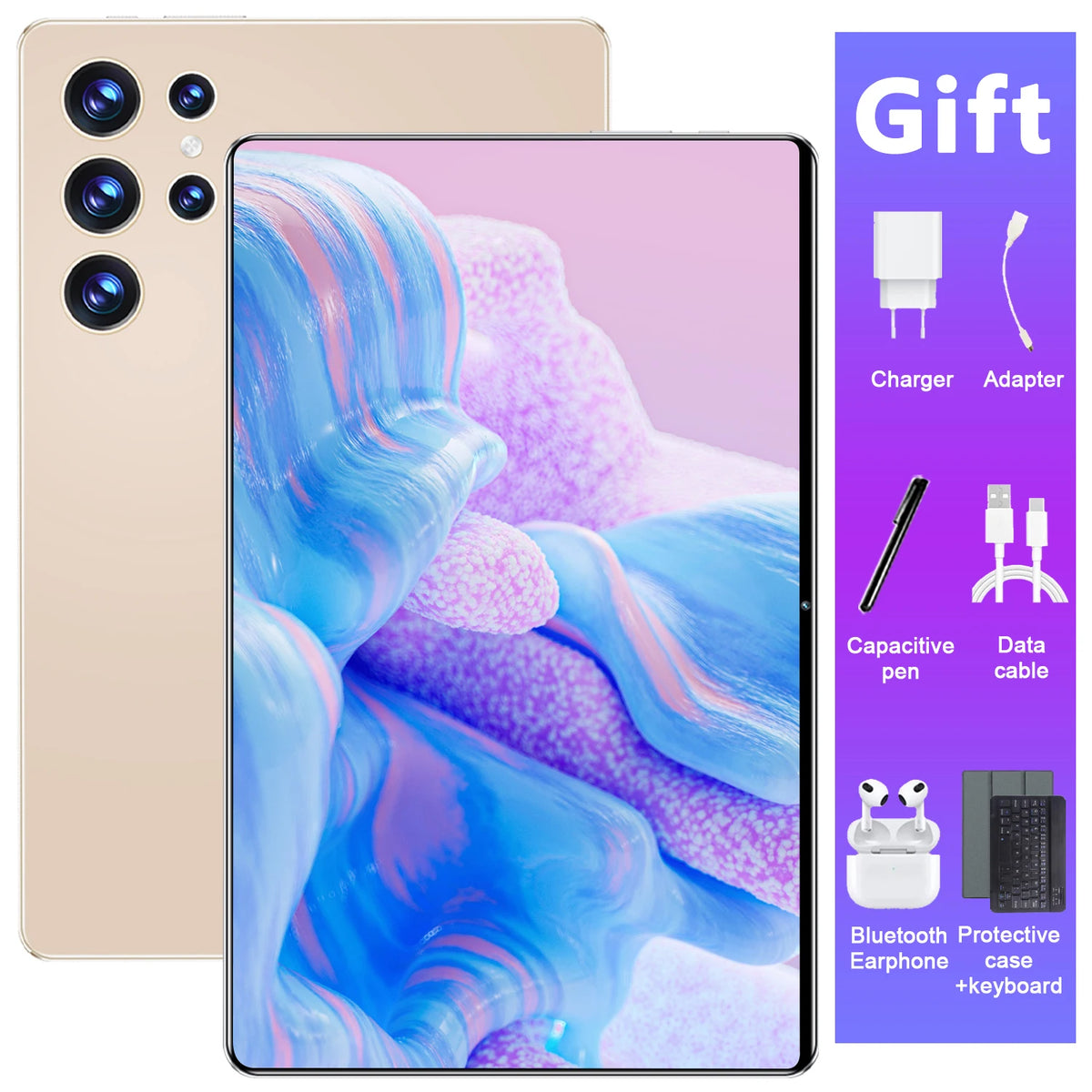 Or Couleur Tablette Android 13 10,36" 2K IPS 10 Cœurs 1 To