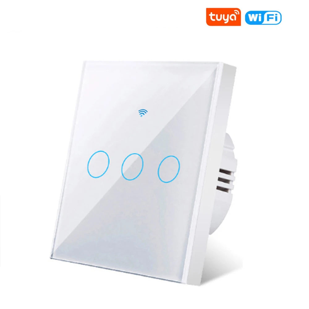 blanc 3 postes Lot Interrupteur Mural WiFi Tactile Tuya Smart Life Alexa