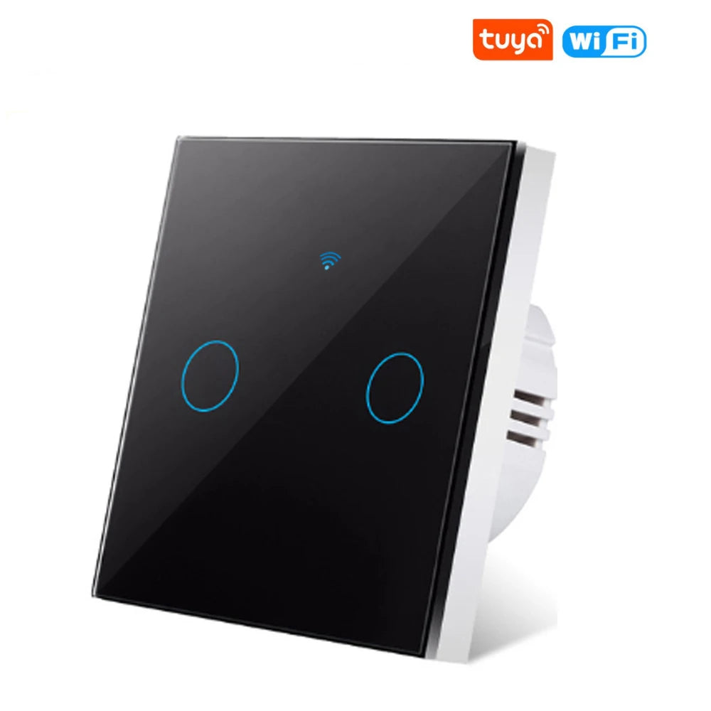 noir 2 postes Lot Interrupteur Mural WiFi Tactile Tuya Smart Life Alexa